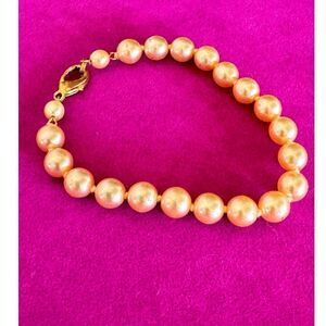 Vintage Champagne Faux Pearl bracelet, in Gold, Unmarked
